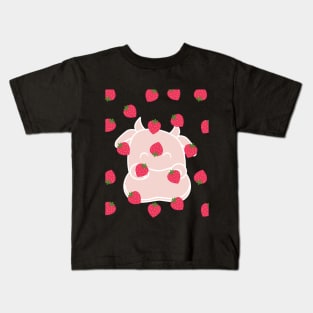 Strawberry Cow Pattern, Cute , Cartoon Kids T-Shirt